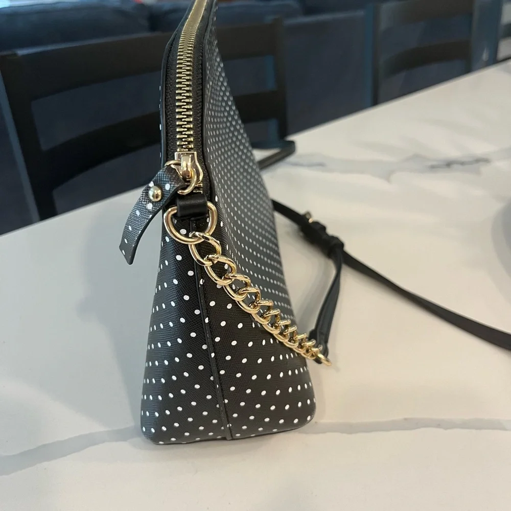 NANETTE LEPORE‎ Dome Black And White Polka Dot Crossbody Bag